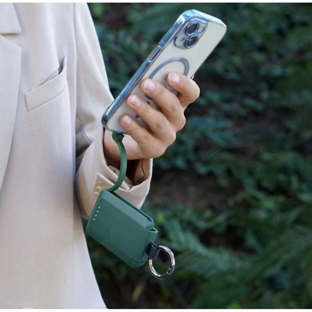 Limitless S/2 3,000mAh_Key Fob Power Banks w/ Built in Cables - Green / Sage